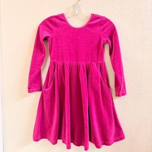 Hanna Andersson fuchsia velour ruffle dress